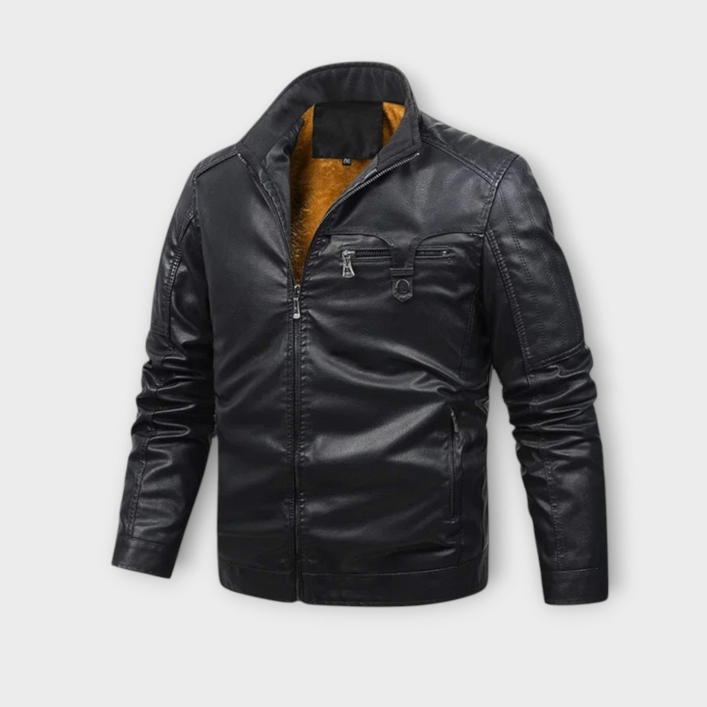 جاكيت جلد مبطن بفليس ريترو