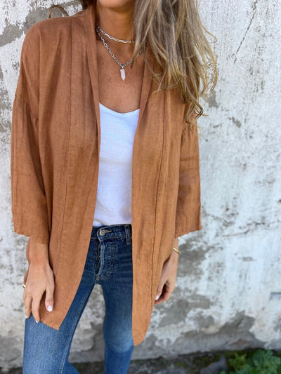 كارديجان من الكتان مع كشكش