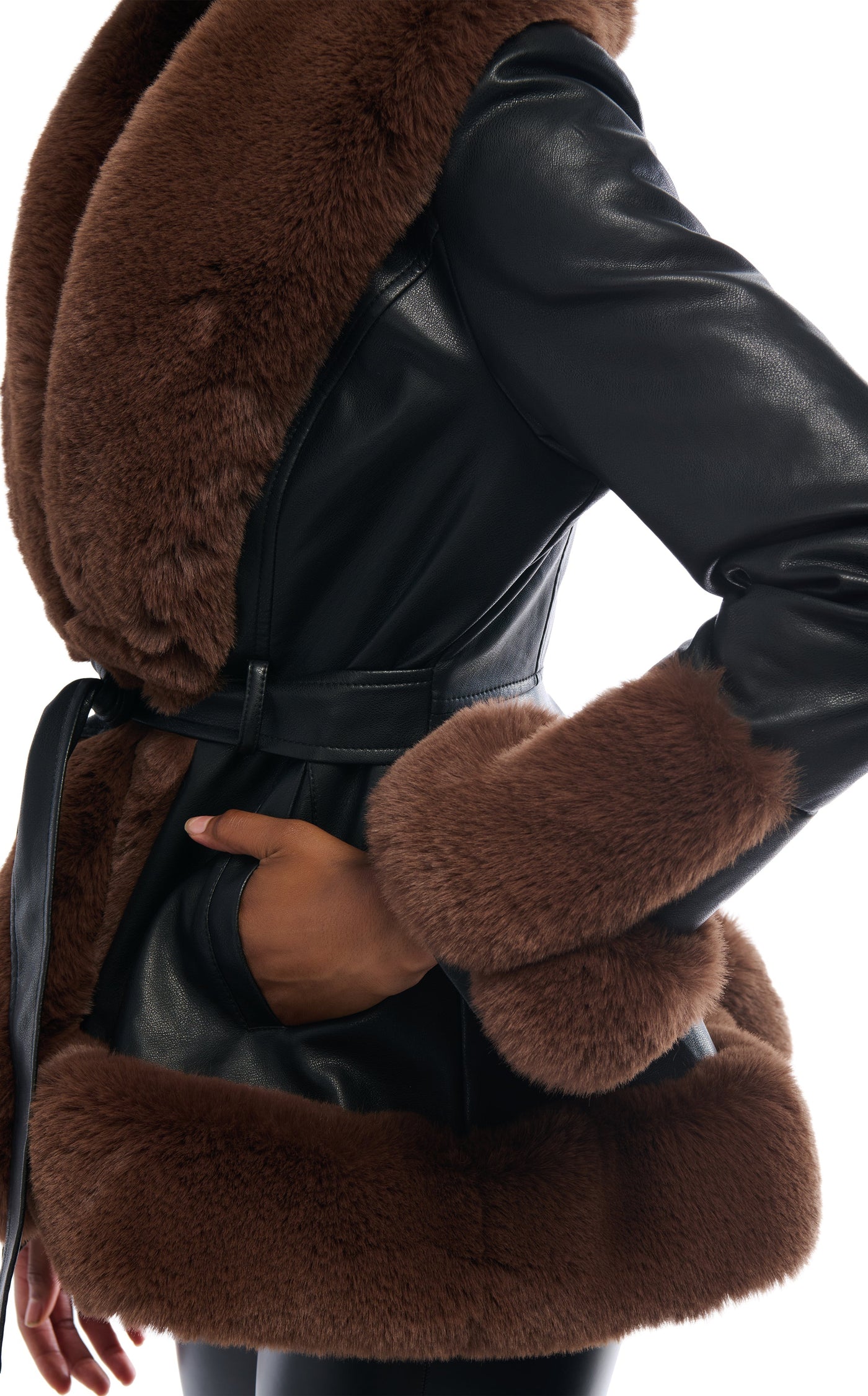 معطف كينزي الفرو الصناعي الشتوي