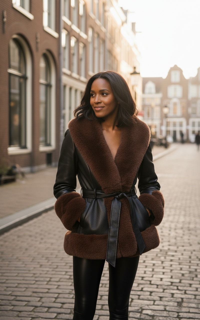 معطف كينزي الفرو الصناعي الشتوي