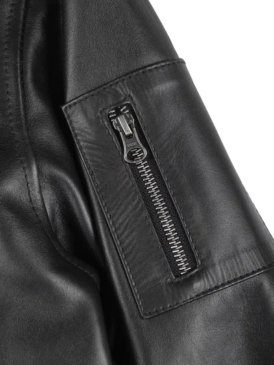 ليئور® | جاكيت بومبر جلد حقيقي للرجال باللون الأسود