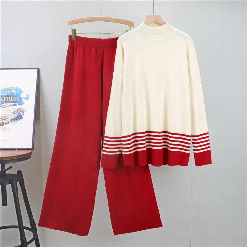 ليا® - مجموعة كلاسيكية ومريحة بتصميم ثنائي الألوان مع ياقة واقفة