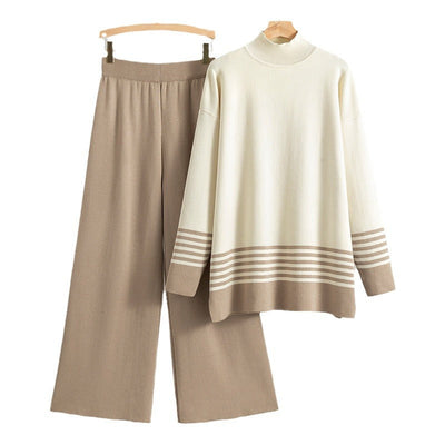 ليا® - مجموعة كلاسيكية ومريحة بتصميم ثنائي الألوان مع ياقة واقفة