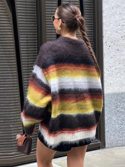 أريانا® | سترة كبيرة الحجم بخطوط ملونة