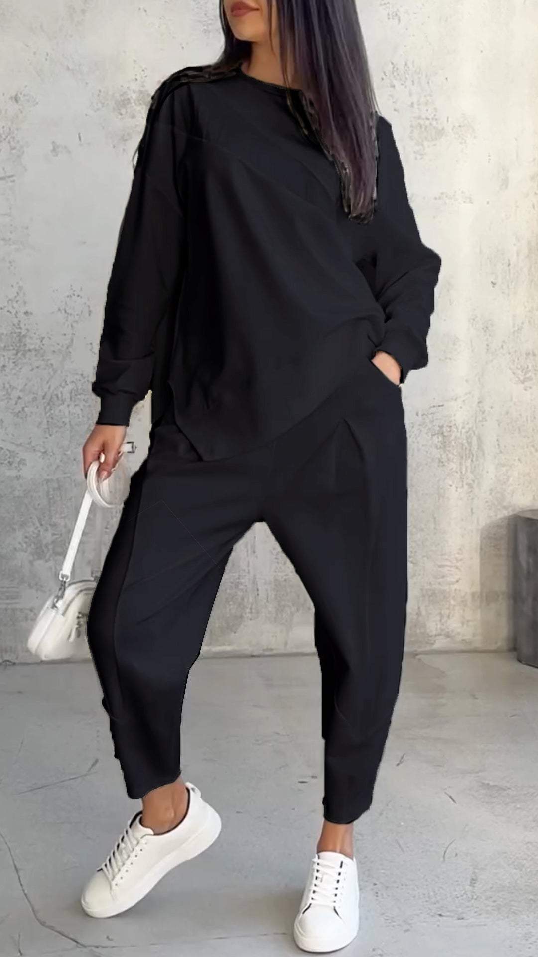 دينا® | مجموعة مريحة من قطعتين مع ياقة دائرية وأكمام طويلة